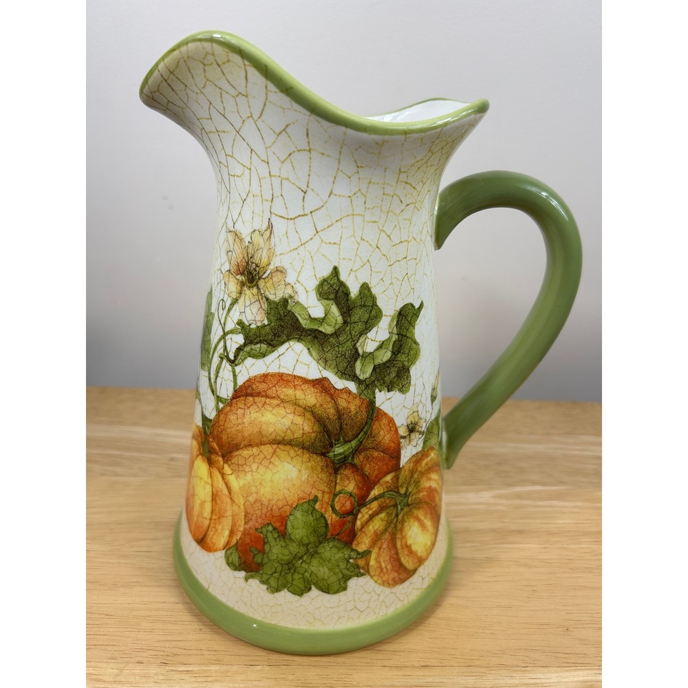Pier 1 Imports Harvest Garden Pitcher Pumpkin Fall Earthenware Thanksgiving